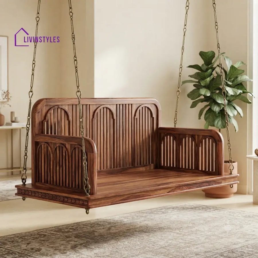 Laura 2 Seater Wooden Swing for Home | Wooden Jhula for home