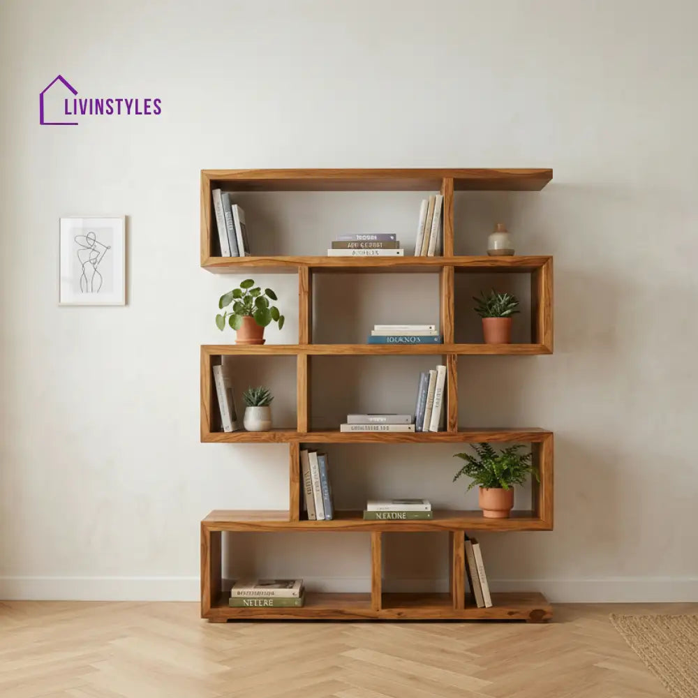 Laura Sheesham Wood Ladder Book Shelf (Honey Finish)