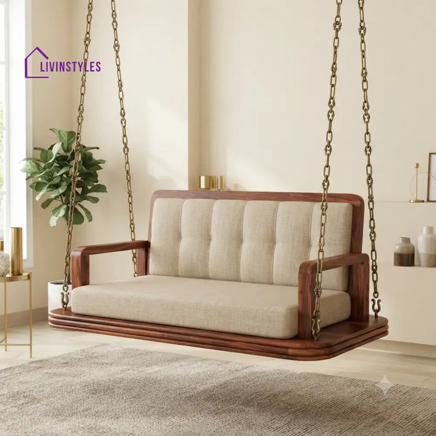 Laure 2 Seater Wooden Swing for Home | Wooden Jhula for home
