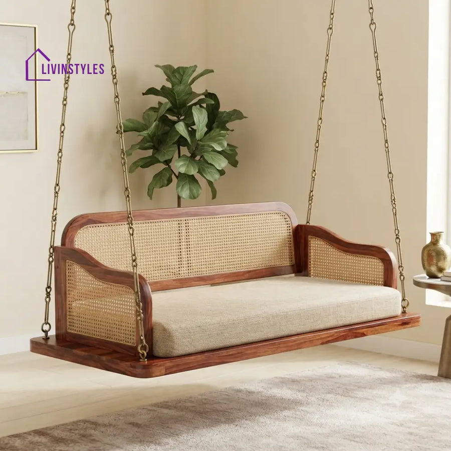 Laurence 2 Seater Wooden Swing for Home | Wooden Jhula for home