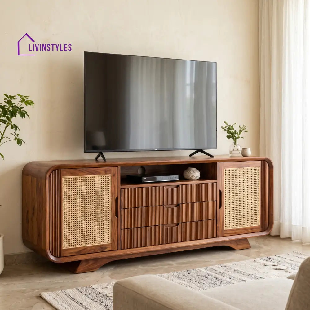 Lauriane Solid Sheesham Wood Tv Unit for Living Room | Tv Cabinet | Tv Console Unit