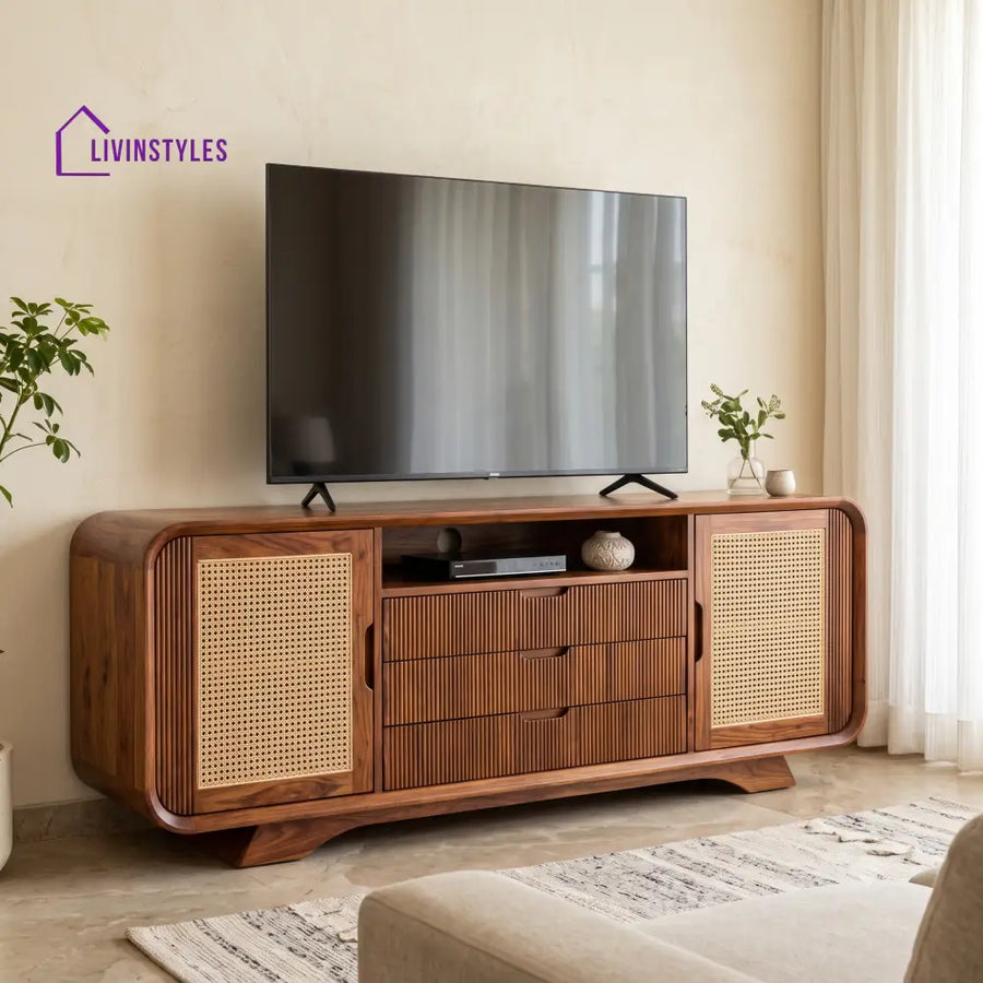 Lauriane Solid Sheesham Wood Tv Unit for Living Room | Tv Cabinet | Tv Console Unit