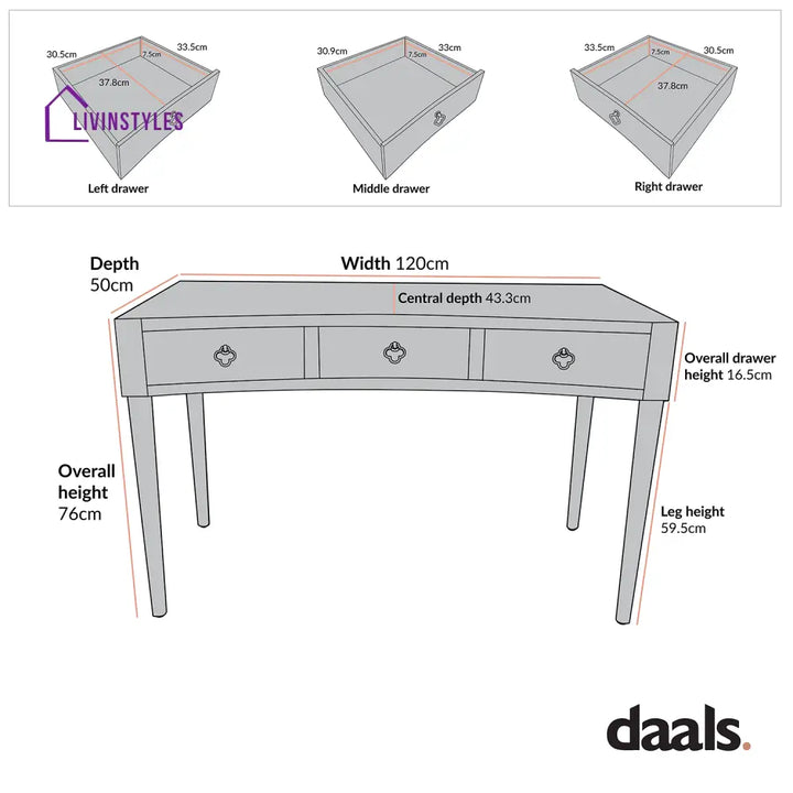 Thalia Concave Dressing Table Natural Dressing Tables