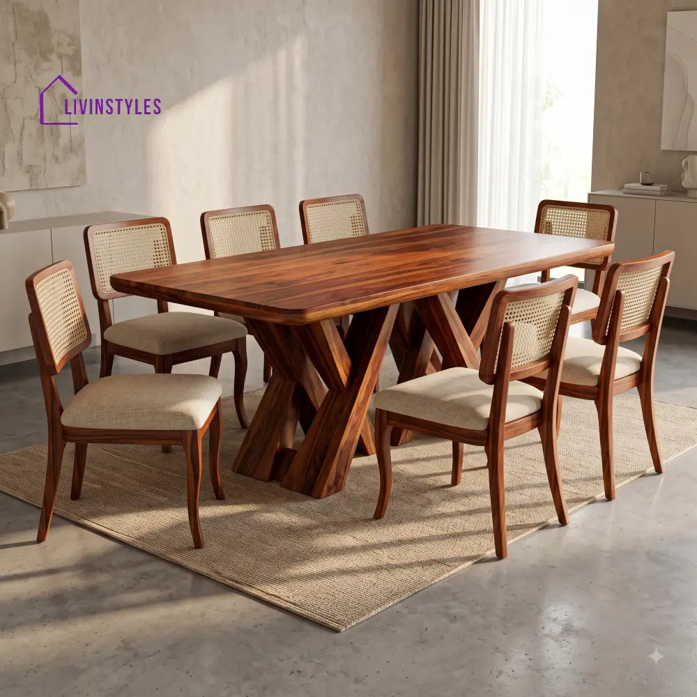 Lavanya Premium Solid Wood 8 Seater Dining Table Set