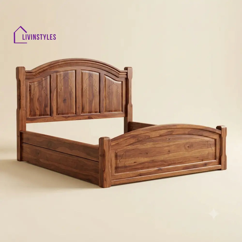 Lavanya Sheesham Wood Bed With Box Storage | Wooden Bed