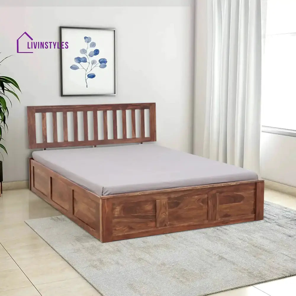 Bhawika Sheesham Wood box Storage Beds Queen / Natural Bedroom Furniture Sets