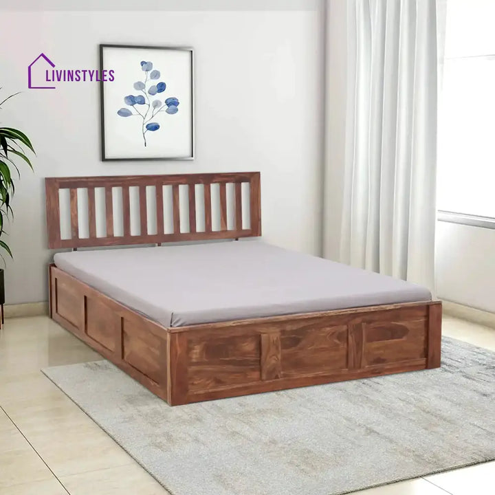 Bhawika Sheesham Wood box Storage Beds Queen / Natural Bedroom Furniture Sets