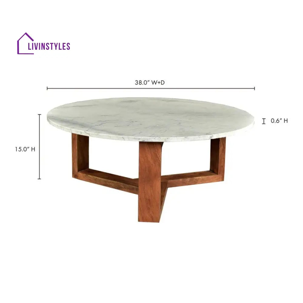 Lavanya Solid Wood and Marble Top Coffee Table for Living Room