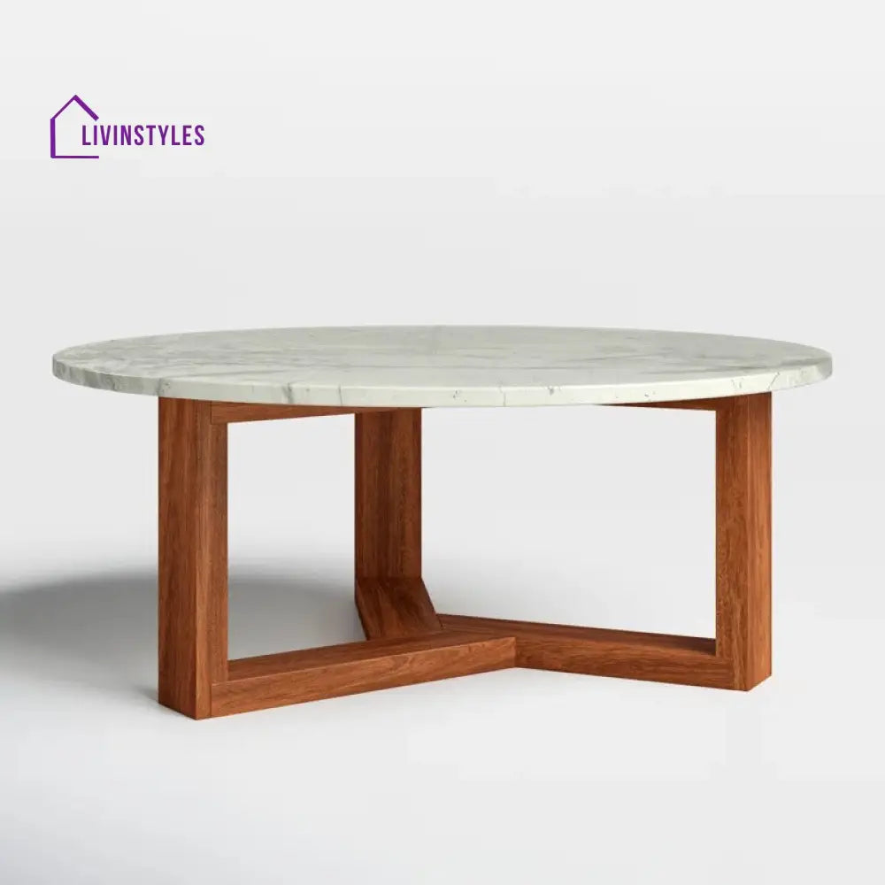 Lavanya Solid Wood and Marble Top Coffee Table for Living Room