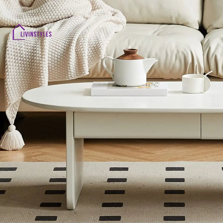 Lavit Solid Wood Coffee Table for Living Room in White Finish