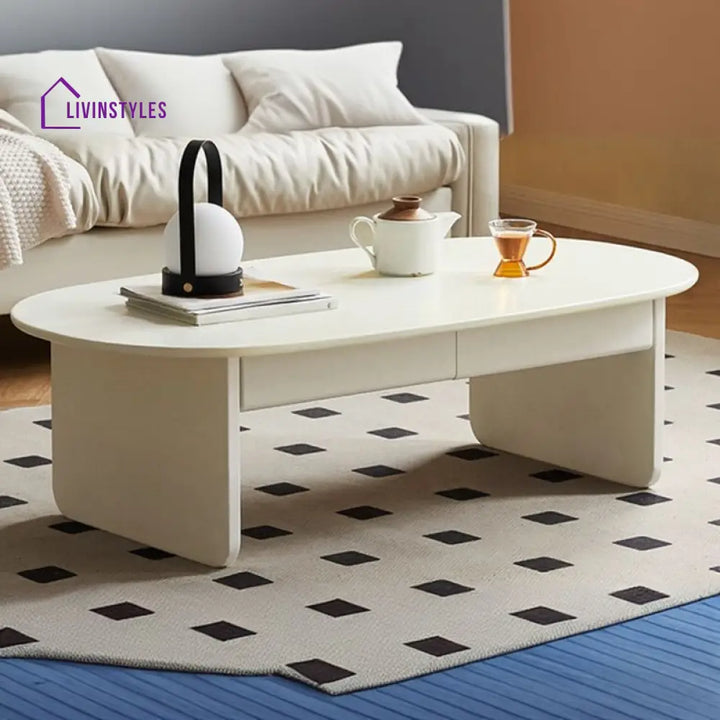 Lavit Solid Wood Coffee Table for Living Room in White Finish