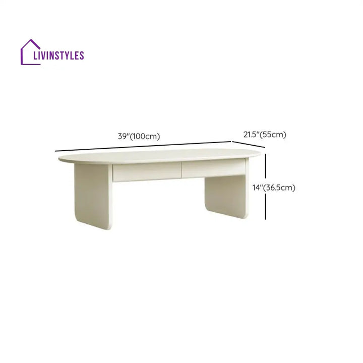 Lavit Solid Wood Coffee Table for Living Room in White Finish