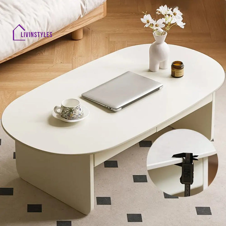 Lavit Solid Wood Coffee Table for Living Room in White Finish