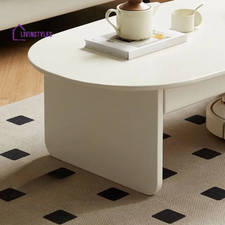 Lavit Solid Wood Coffee Table for Living Room in White Finish