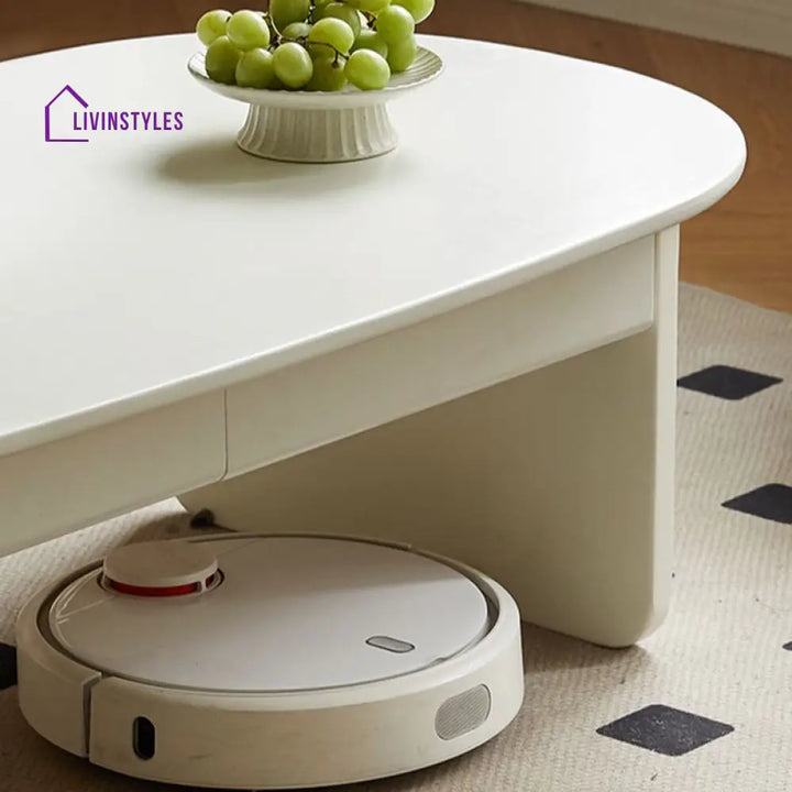 Lavit Solid Wood Coffee Table for Living Room in White Finish