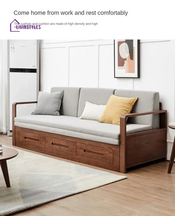 Lavita Solid Wood Sofa Come Bed | Easy Folding Sofa Come Bed