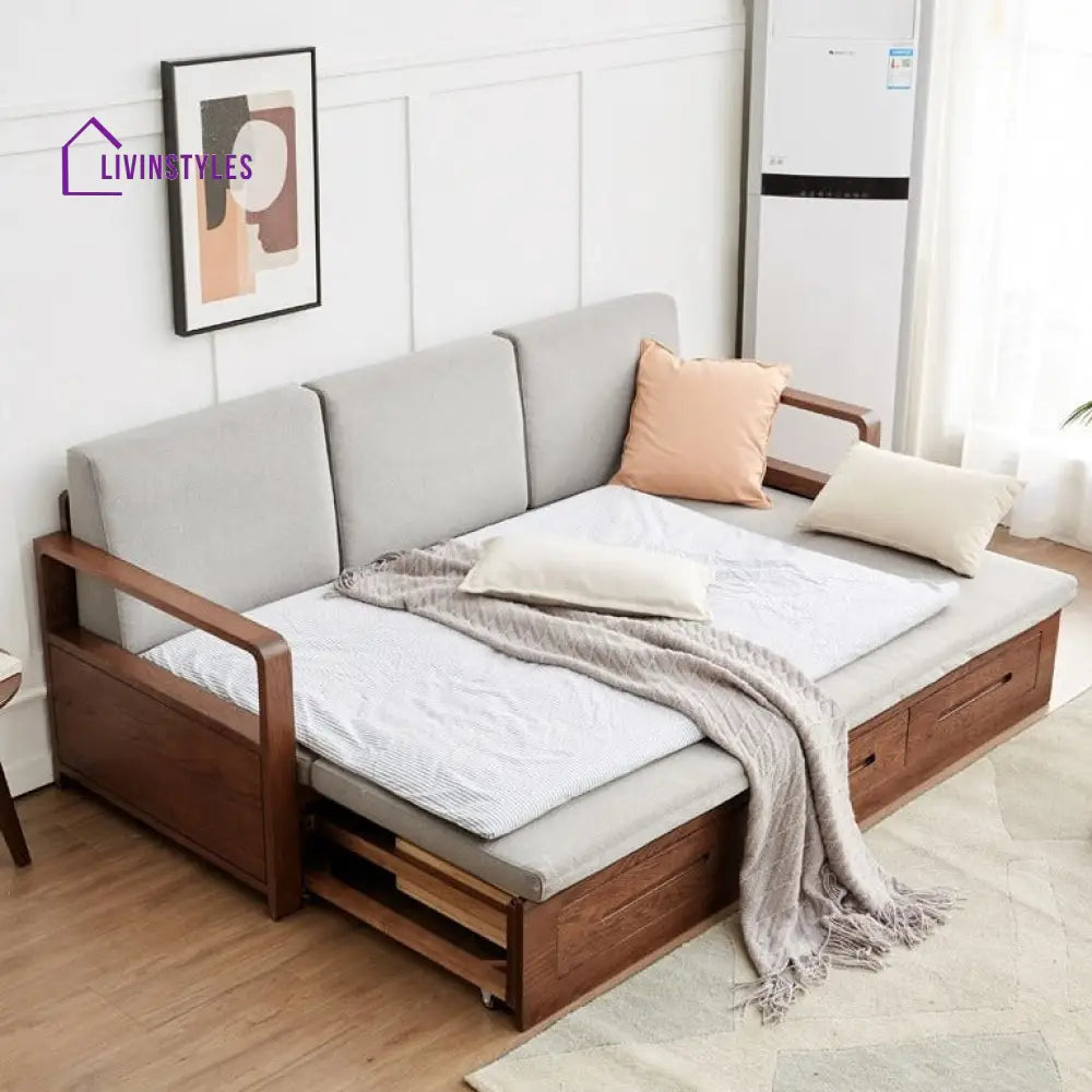 Lavita Solid Wood Sofa Come Bed | Easy Folding Sofa Come Bed