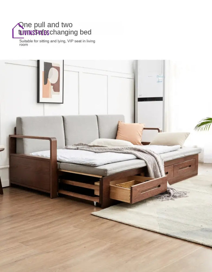 Lavita Solid Wood Sofa Come Bed | Easy Folding Sofa Come Bed