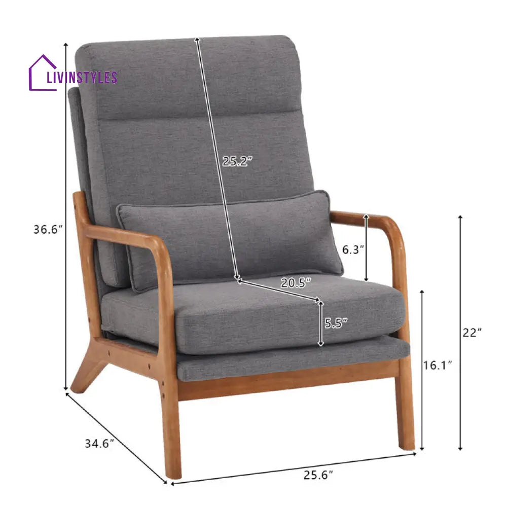 Lavitha Solid Wood and Fabric Arm Chair | Living Room Chair | Lounge Chair