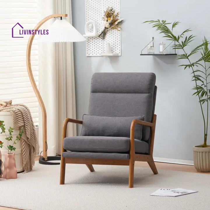 Lavitha Solid Wood and Fabric Arm Chair | Living Room Chair | Lounge Chair