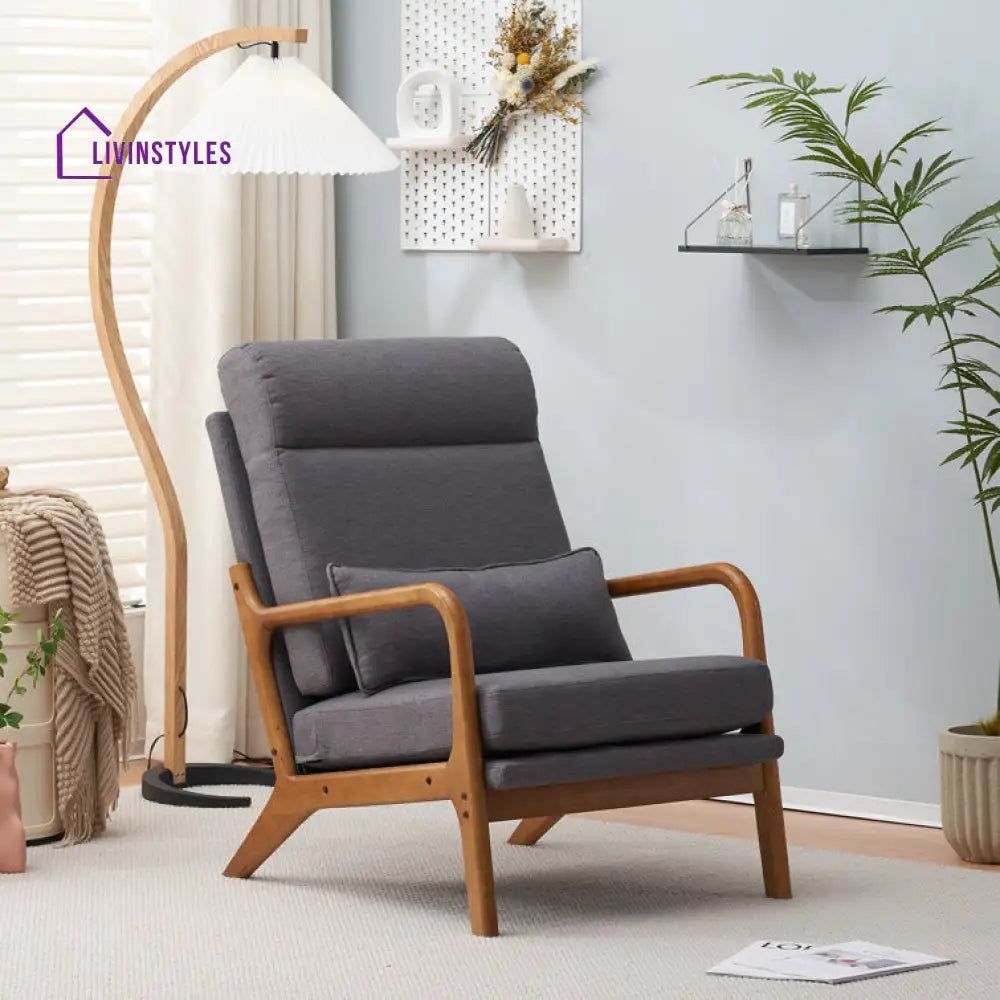 Lavitha Solid Wood and Fabric Arm Chair | Living Room Chair | Lounge Chair