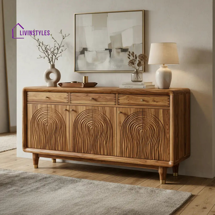 Layla Sheesham Wood Cabinet and Sideboard (Honey Finish)