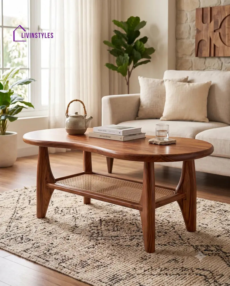 Léa Wooden Coffee Table for Living Room | Tea Table | Teapoy | Center table