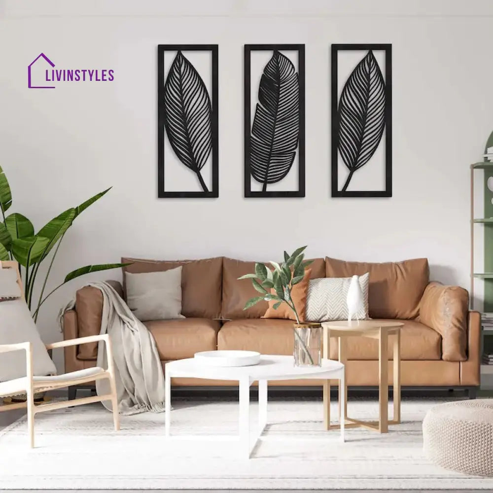 leaf geometric wooden wall art