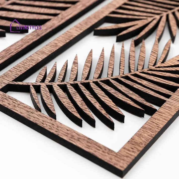 leaf geometric wooden wall art