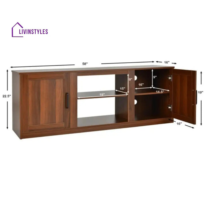 Leah Wood Finish Tv Unit Stand for Living Room