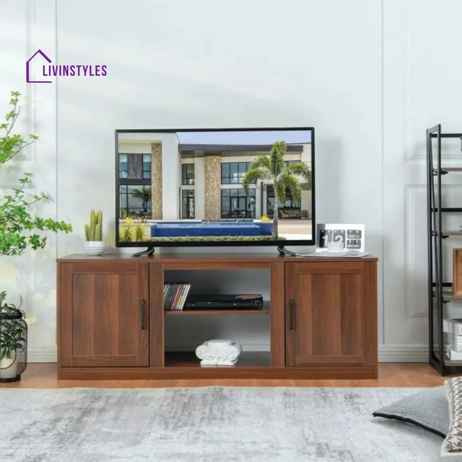 Leah Wood Finish Tv Unit Stand for Living Room