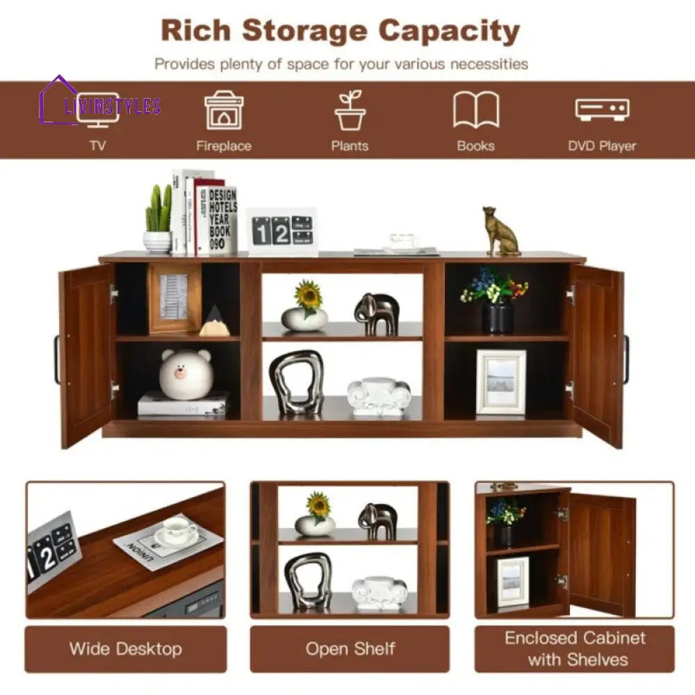 Leah Wood Finish Tv Unit Stand for Living Room