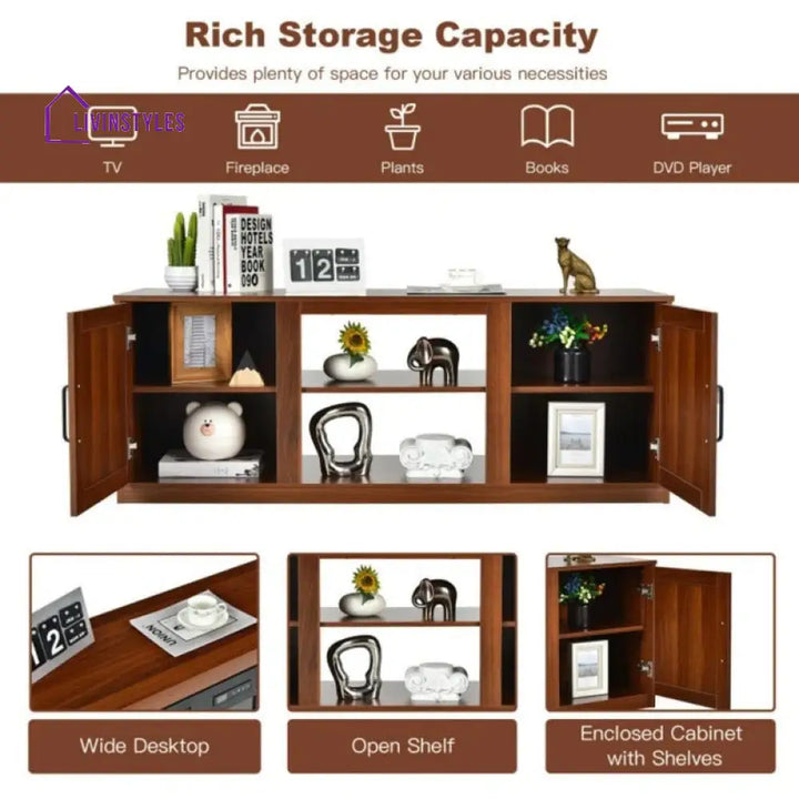 Leah Wood Finish Tv Unit Stand for Living Room