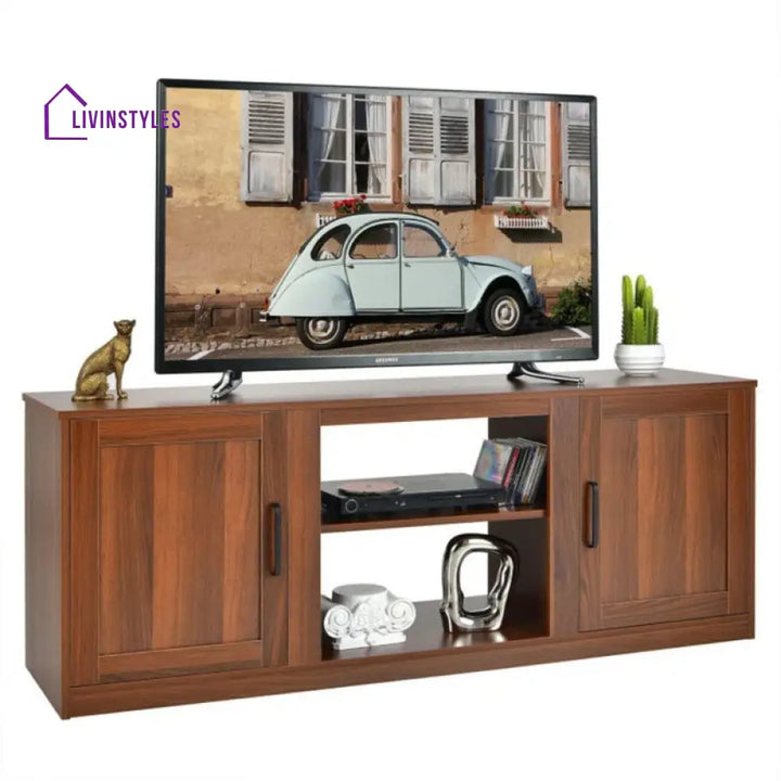 Leah Wood Finish Tv Unit Stand for Living Room