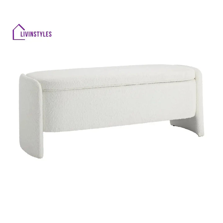 Leandro Curved Storage Bench - Boucle Ivory End of Bed Ottomans