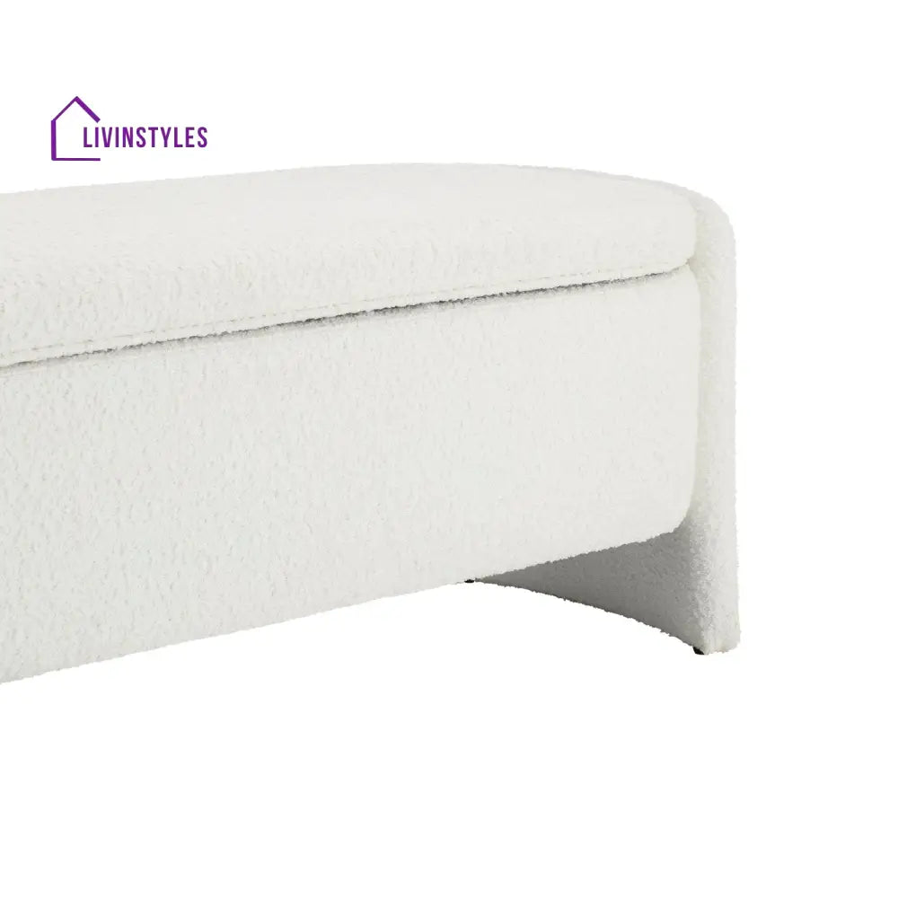 Leandro Curved Storage Bench - Boucle Ivory End of Bed Ottomans