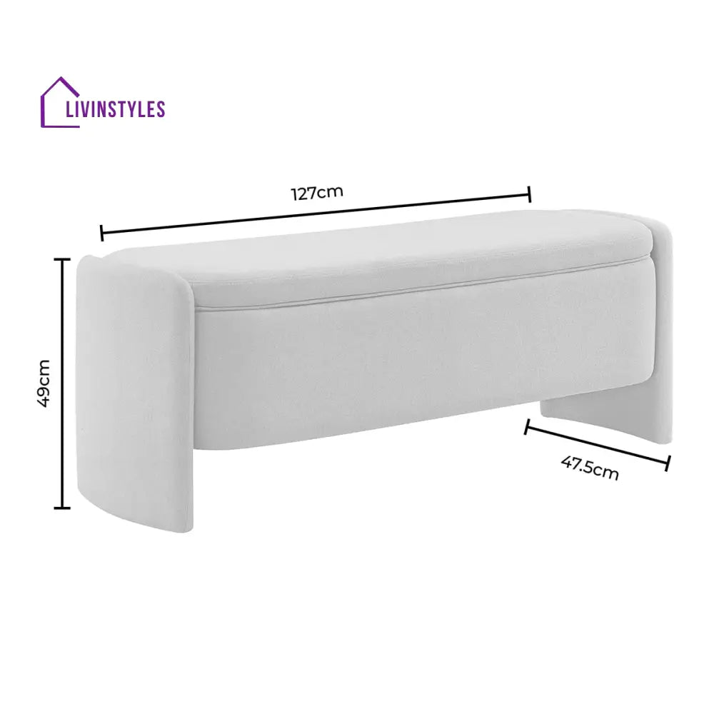 Leandro Curved Storage Bench - Boucle Ivory End of Bed Ottomans