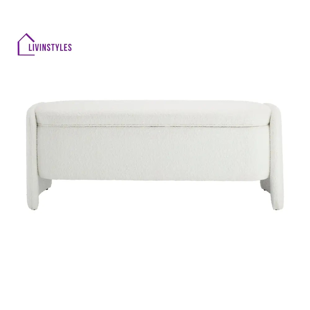 Leandro Curved Storage Bench - Boucle Ivory End of Bed Ottomans