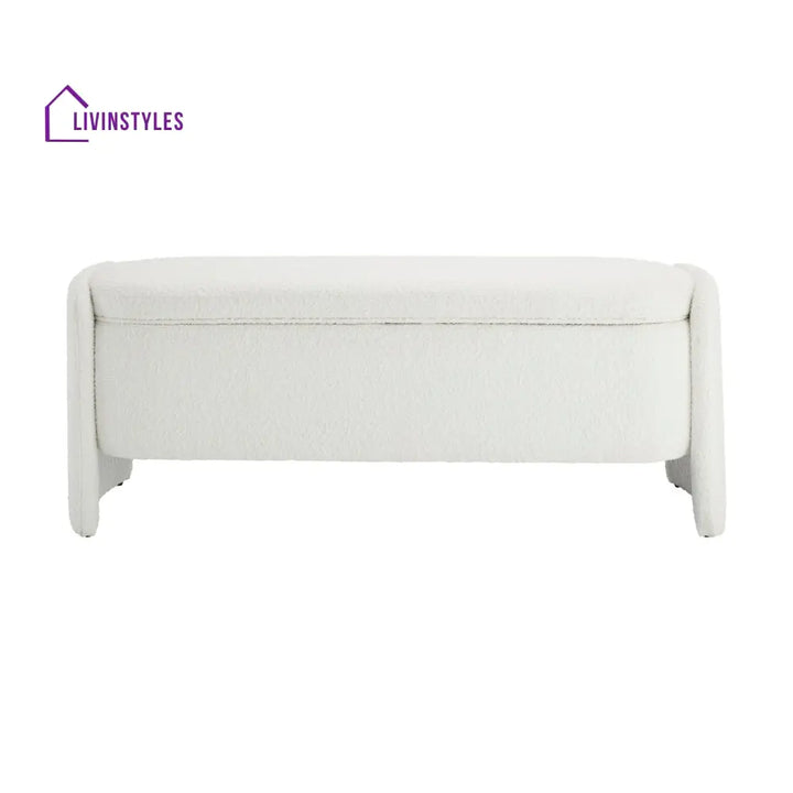 Leandro Curved Storage Bench - Boucle Ivory End of Bed Ottomans