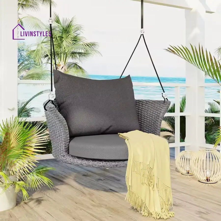 Ledger Single Seater Hanging Swing Without Stand For Balcony Garden Swing (Grey) - Swings