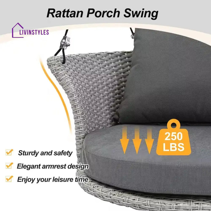 Ledger Single Seater Hanging Swing Without Stand For Balcony Garden Swing (Grey) - Swings