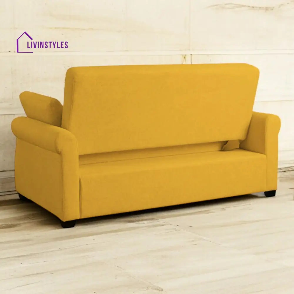 Fornia Fabric 3 Seater Pull Out Sofa Cum Bed In Bold Yellow Colour