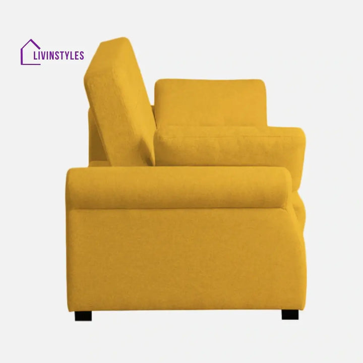 Fornia Fabric 3 Seater Pull Out Sofa Cum Bed In Bold Yellow Colour