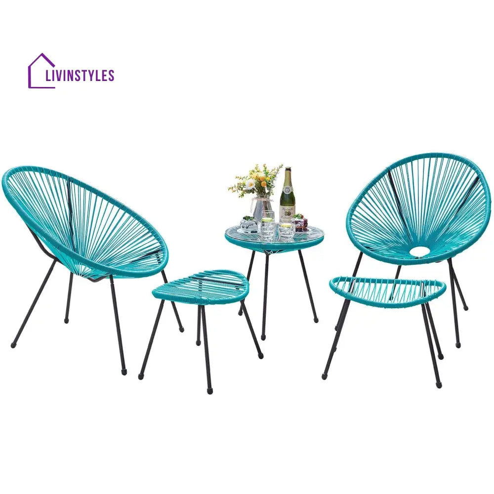 Legacy Outdoor Patio Seating Set 2 Chairs and 1 Table Set (Blue) - Coffee Table Sets