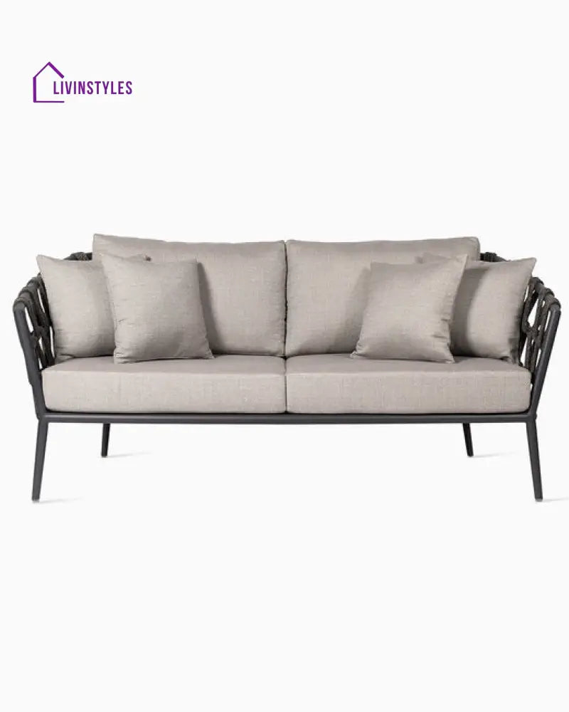 Legion Outdoor Sofa Set 2 Seater 2 Single seater and 2 Center Table Set (Dark Grey) Braided & Rope - Sofa Sets