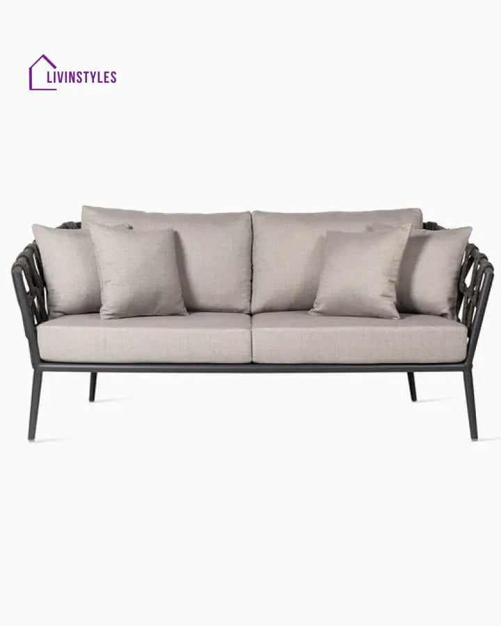 Legion Outdoor Sofa Set 2 Seater 2 Single seater and 2 Center Table Set (Dark Grey) Braided & Rope - Sofa Sets