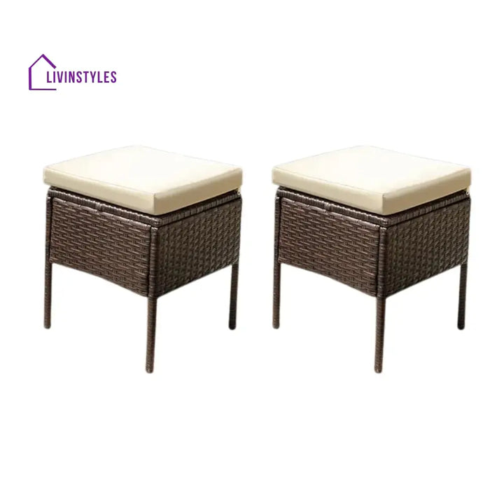 Lei 6 Piece Outdoor Patio Furniture Set (Dark Brown & Cream) - Sofa Set