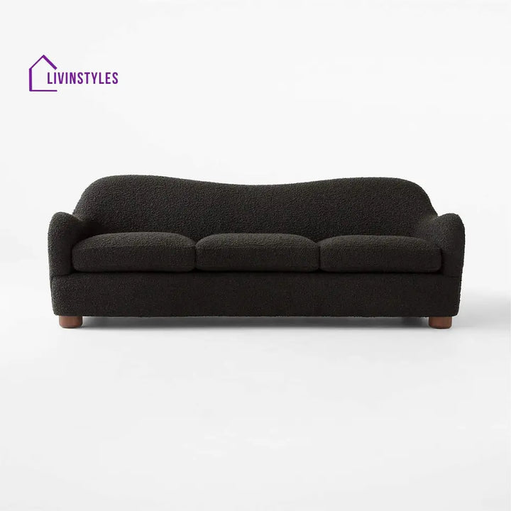 Lekha 3 Seater Teak Wood Boucle Sofa