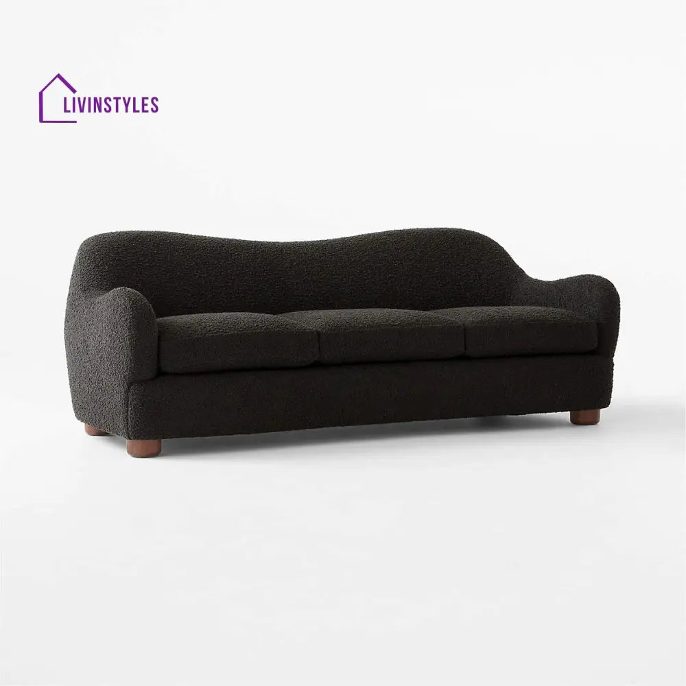 Lekha 3 Seater Teak Wood Boucle Sofa