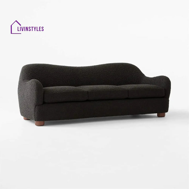 Lekha 3 Seater Teak Wood Boucle Sofa